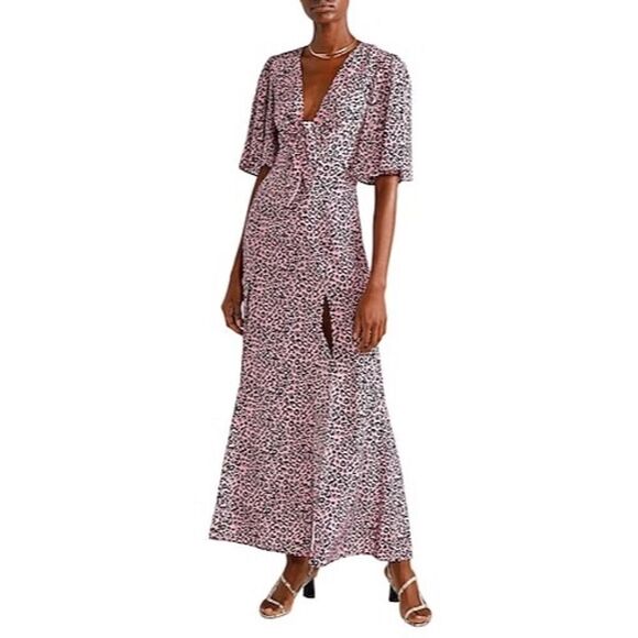 Elegant Pink Patterned Maxi Dress - Picture 2 of 12